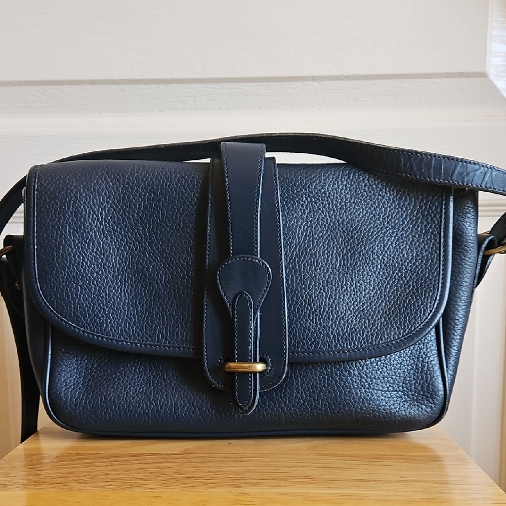 Vintage Dooney & Bourke Blue All Weather Leather Classic Equestrian Bag